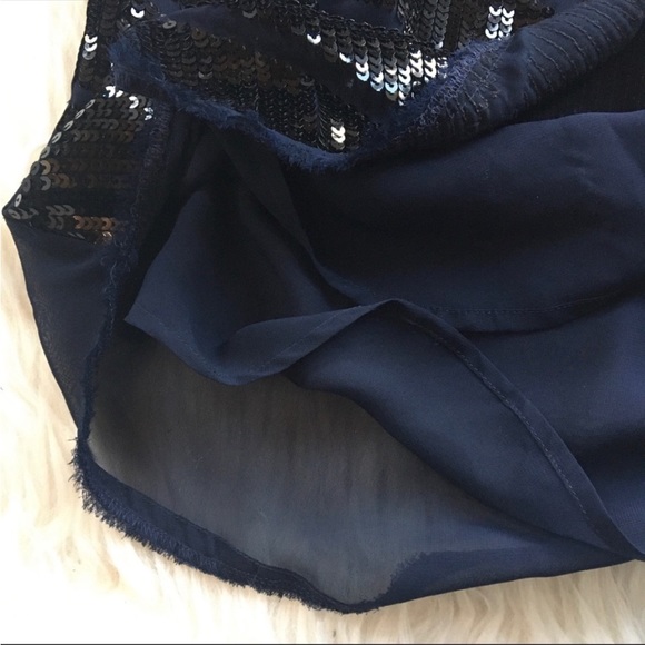 Loft sleeveless sequin sparkly blouse small navy - Picture 5 of 6